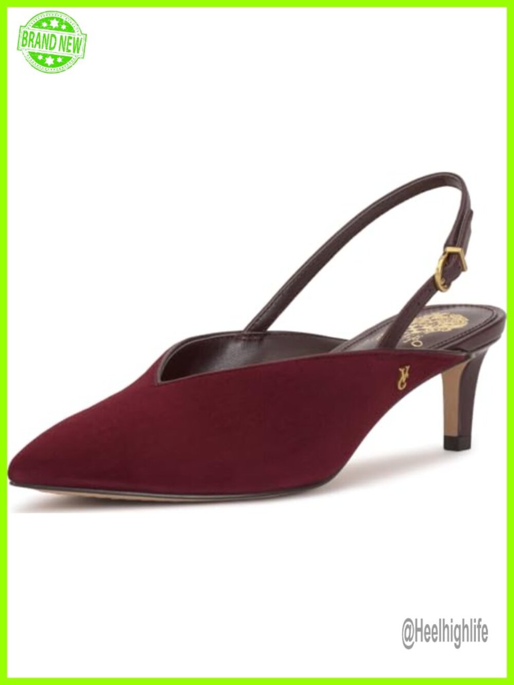 Suede Kitten Heel Slingback Pointed Toe Buckle Pump Formal Dress Shoe